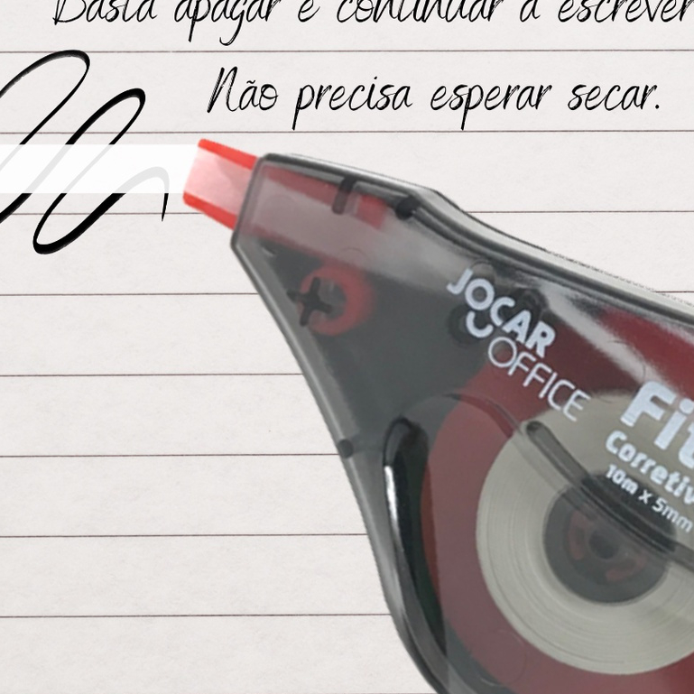 Corretivo Branquinho 10mx5mm em Fita Leo&Leo Jocar Office Pigmentado Seca Rápido Prática Atóxico