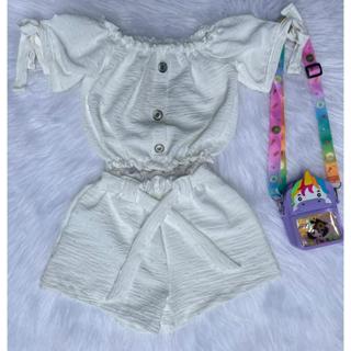 Conjunto Ciganinha Liso infantil Short e Blusinha de Amarrar