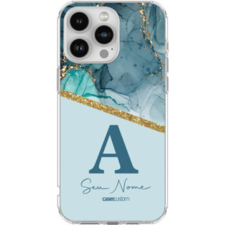 Capa Capinha de Celular Personalizada Monograma Textura Marmorizada com Nome Para Samsung, Moto e iPhone