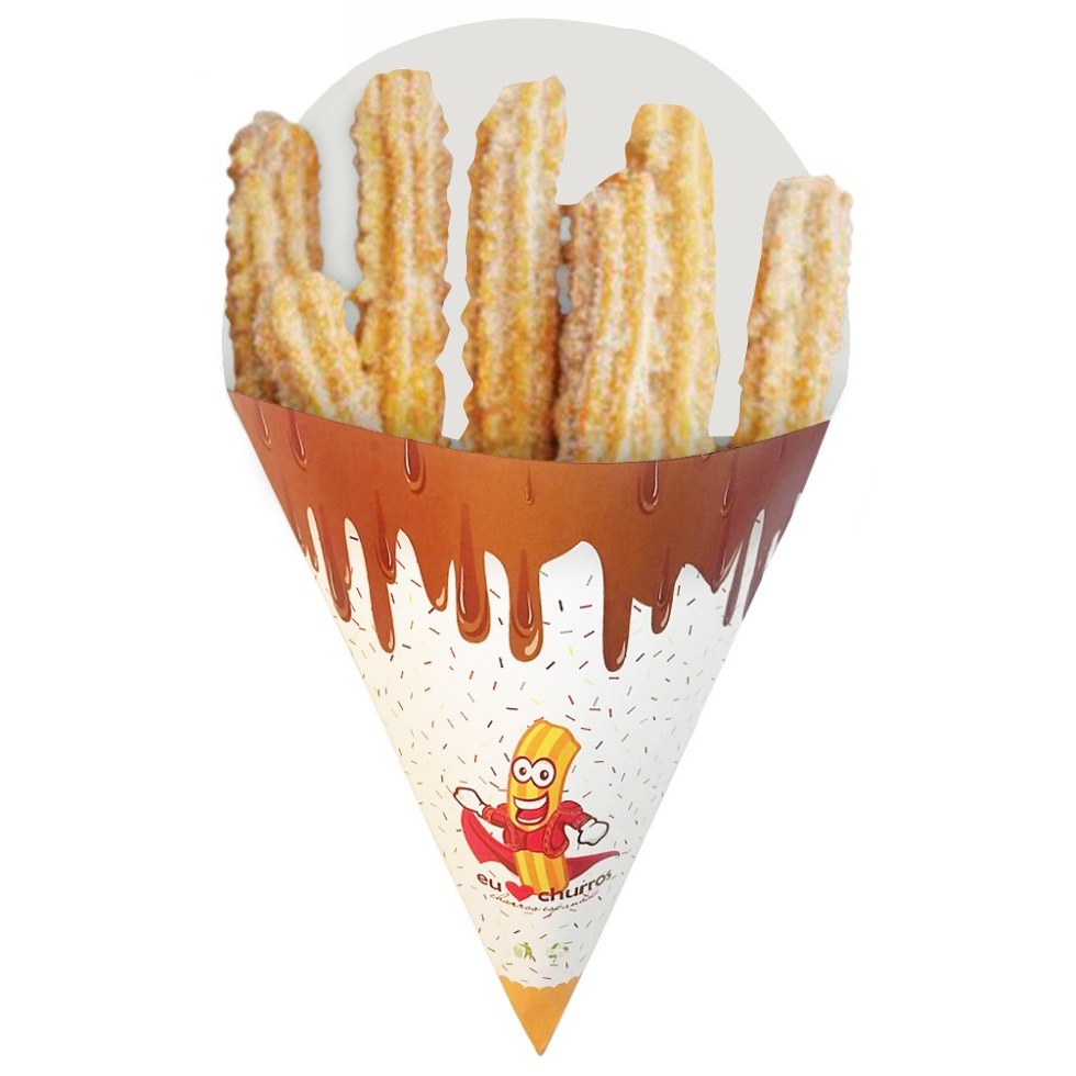 Caixa Caixinha Embalagem Cone Mini Churros Ou Espanhol - 100 unidades