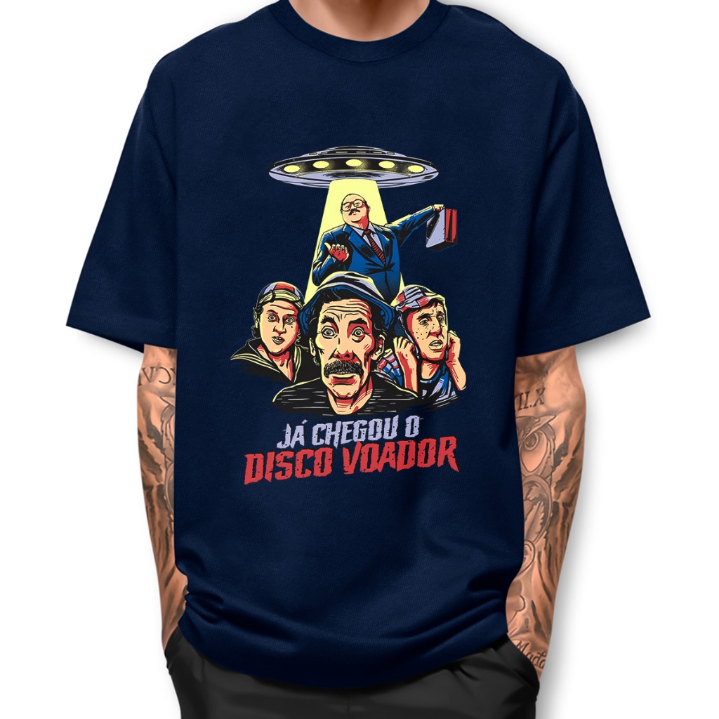 Camisa  Chaves Disco Voador Camiseta Street Fio 30.1 Algodao Manga Curta JJ1