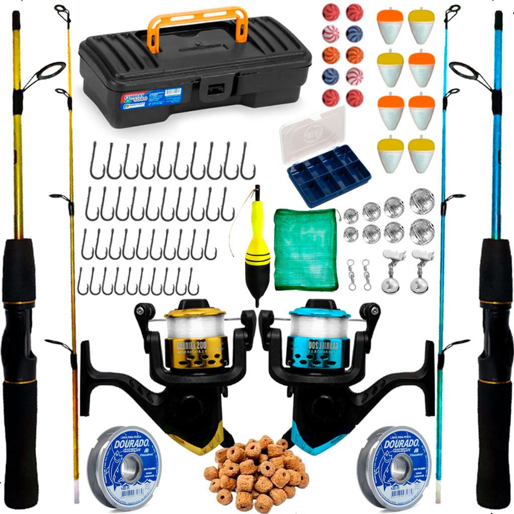Kit De Pesca Completo Barato 2 Molinete 2 Vara 6kg Com Itens - Sports & Outdoors