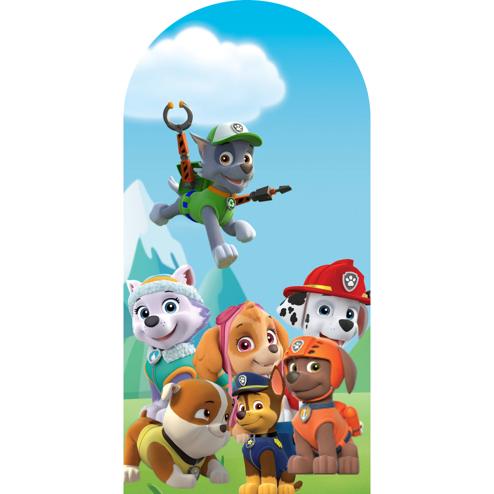 Painel de Festa Vertical Romano Patrulha Canina 2,00m de Altura e 1,00m de Largura Em Tecido Sublimado em Oferta na Shopee