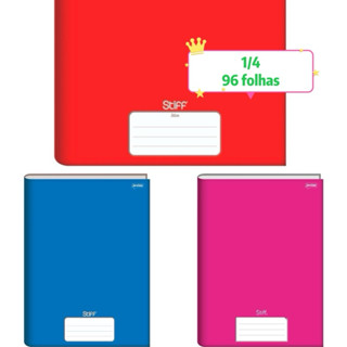 Caderno brochura Pequena 1/4 Capa Dura Liso Menina Menino 96 fls Stiff Jandaia