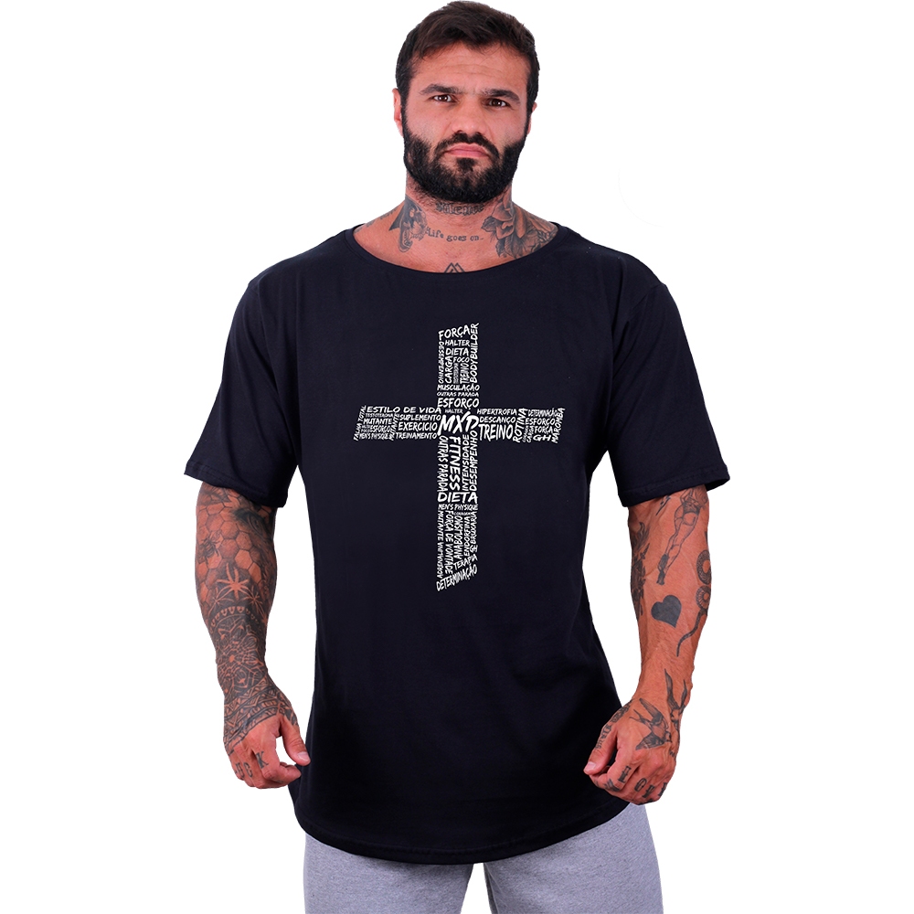 Camiseta Morcegão MXD Conceito Oversized Academia Treino Crucifixo Motivacional Morcego