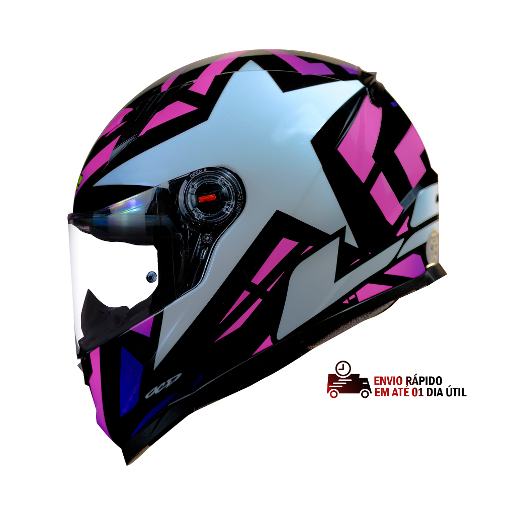 Capacete Ls2 Ff358 Starwar Preto Com Rosa