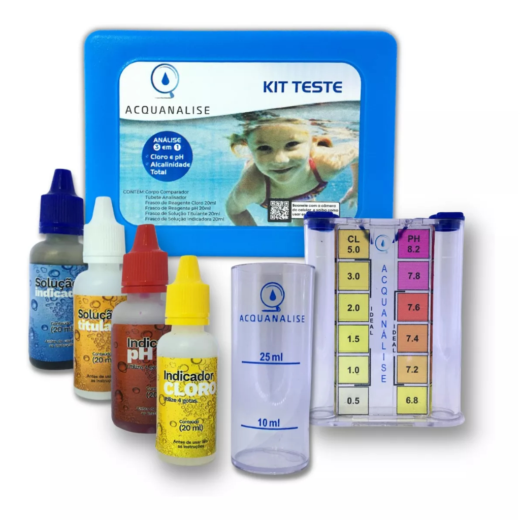 Kit Teste 3 Em 1 Medidor de Ph e Cloro e Alcalinidade P/ Limpeza De Piscina em Oferta na Shopee