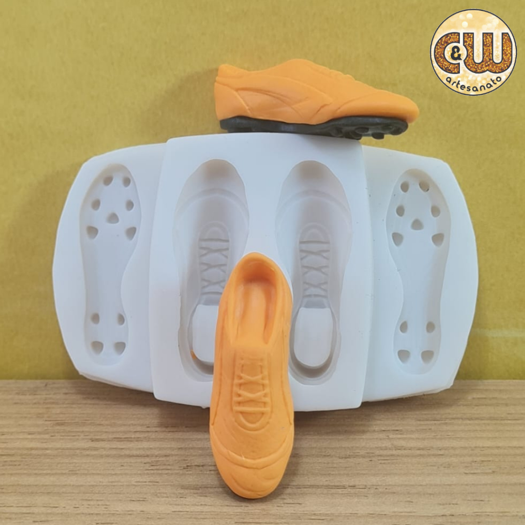 Molde de Silicone Chuteira de Futebol Confeitaria e Artesanato
