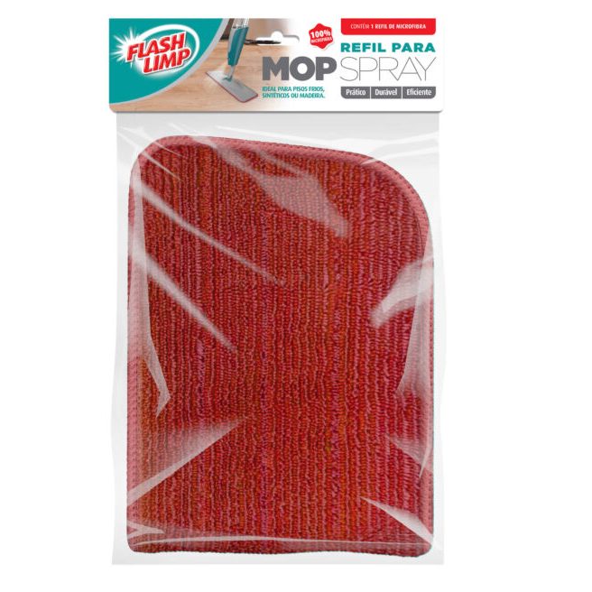 Mop Microfibra Spray Vermelho Refil Flashlimp - Home & Living