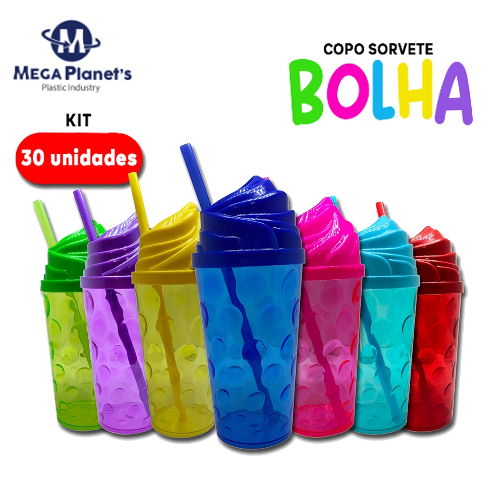 KIT 30 COPOS BOLHA 500ml TAMPA SORVETE | Chantilly | Ideal para Drinks e Festas | Aniversários | Casamentos | em Oferta na Shopee