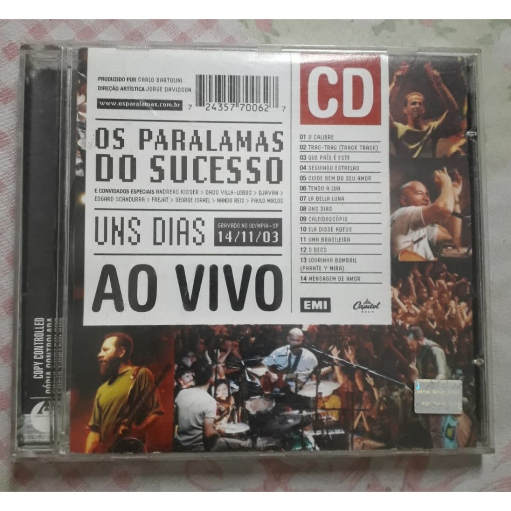 CD Os Paralamas Do Sucesso - Uns Dias - Ao Vivo