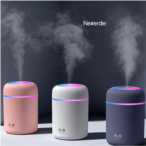 Umidificador De Ar Portátil 300ml Usb Com Luz Led Colorido