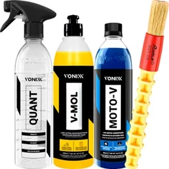 KIT PARA LIMPA MOTOR LAVAGEM SHAMPOO MOTO-V + V-MOL 500ML VONIXX