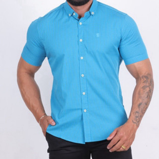 Camisa Social Xadrez Algodão Premium Slim Fit Manga Curta Luxo Premium Entrega Imediata Social