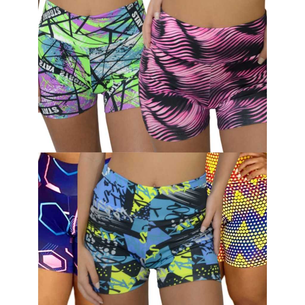 Kit 10 shorts femininos cintura alta academia pilates caminhada