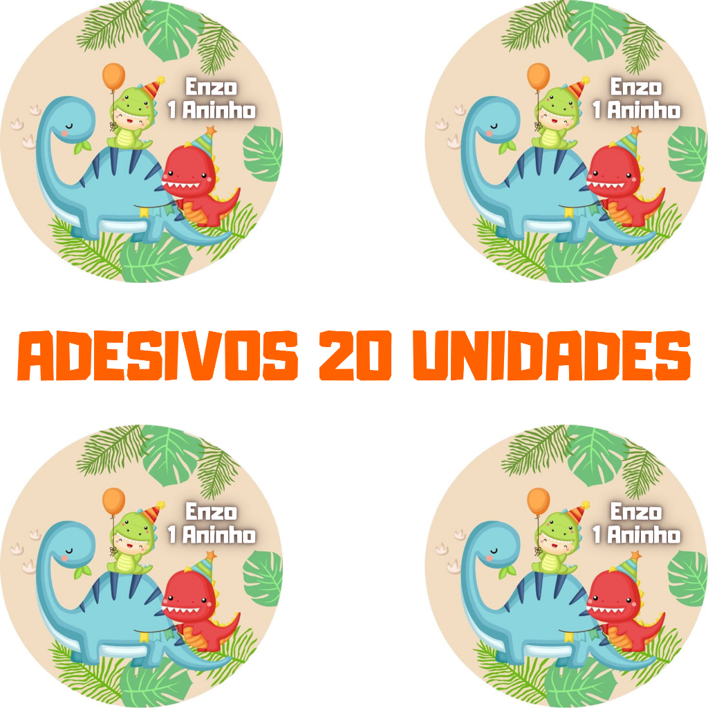 20/40/60/100 Unidades Adesivos Dino Baby, Dinossauro Personalizados! em Oferta na Shopee
