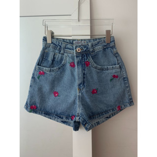 8227 Shorts jeans feminino com bolso sem rascada short jeans juvenil natural shorts Feminino com bolsas bermudas com bordado 8227-2