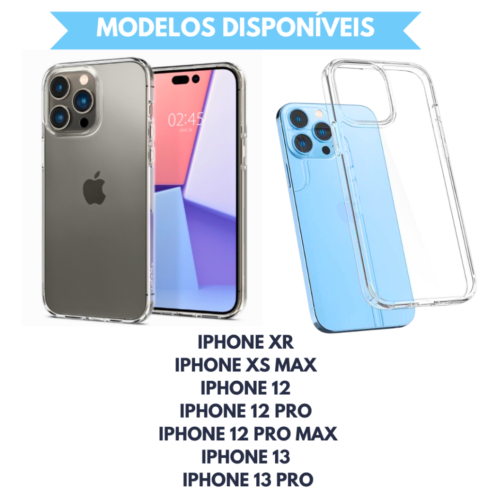 Capinha De Celular Acrílica Transparente Borda Reforçada Anti Impacto Iphone 12; Iphone 12 Pro;  Iphone 12 Pro Max