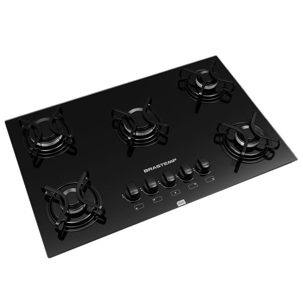 Fogão Cooktop Brastemp de Embutir Gás e Mesa de Vidro 5 Bocas Bdd75aeuna