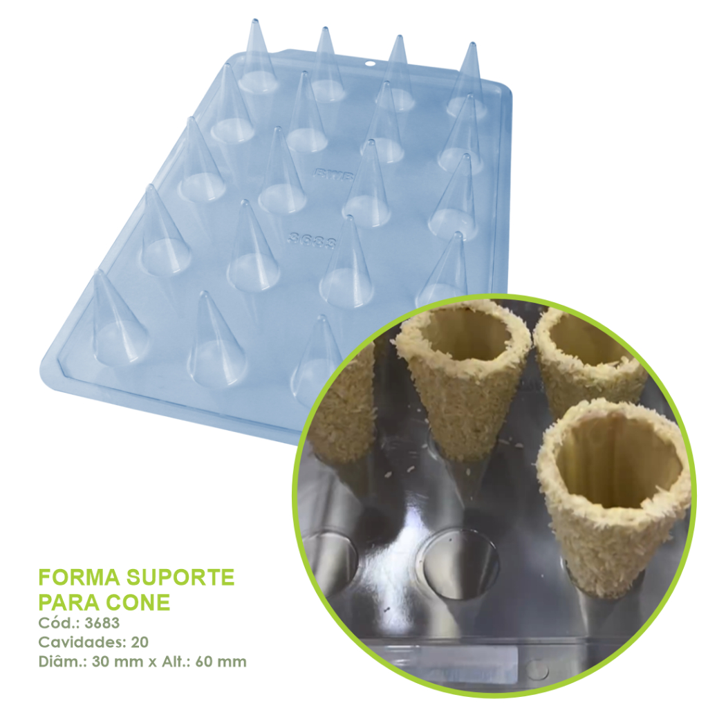 Forma Suporte para Cone BWB - 3683 Cone Médio - 20 Cavidades em Oferta na Shopee
