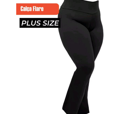 Calça Flare Tecido Grosso Sem Transparência Cintura Alta   Plus Size Suplex Boca Sino  Legging Feminina  G1 ao G3