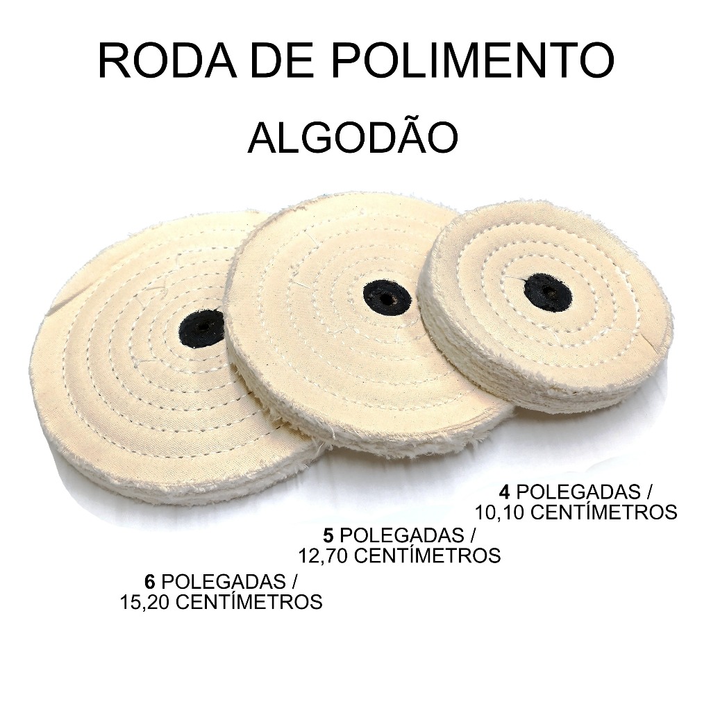 Boina De Polimento Algodão 4, 5, 6 Polegadas Ourives Motor Polir Escolha a sua Serve para resina e protéticos