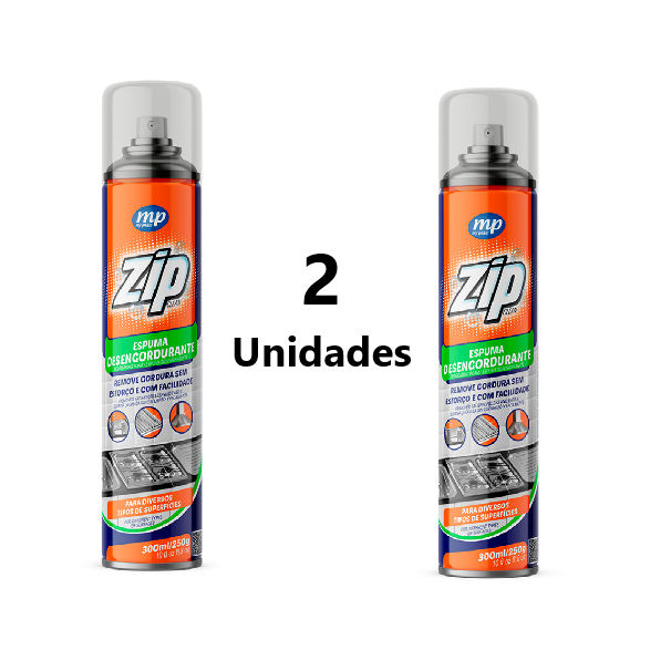 Kit 2 Desengordurante Espuma Spray Aerossol  Zip Clean 300ml