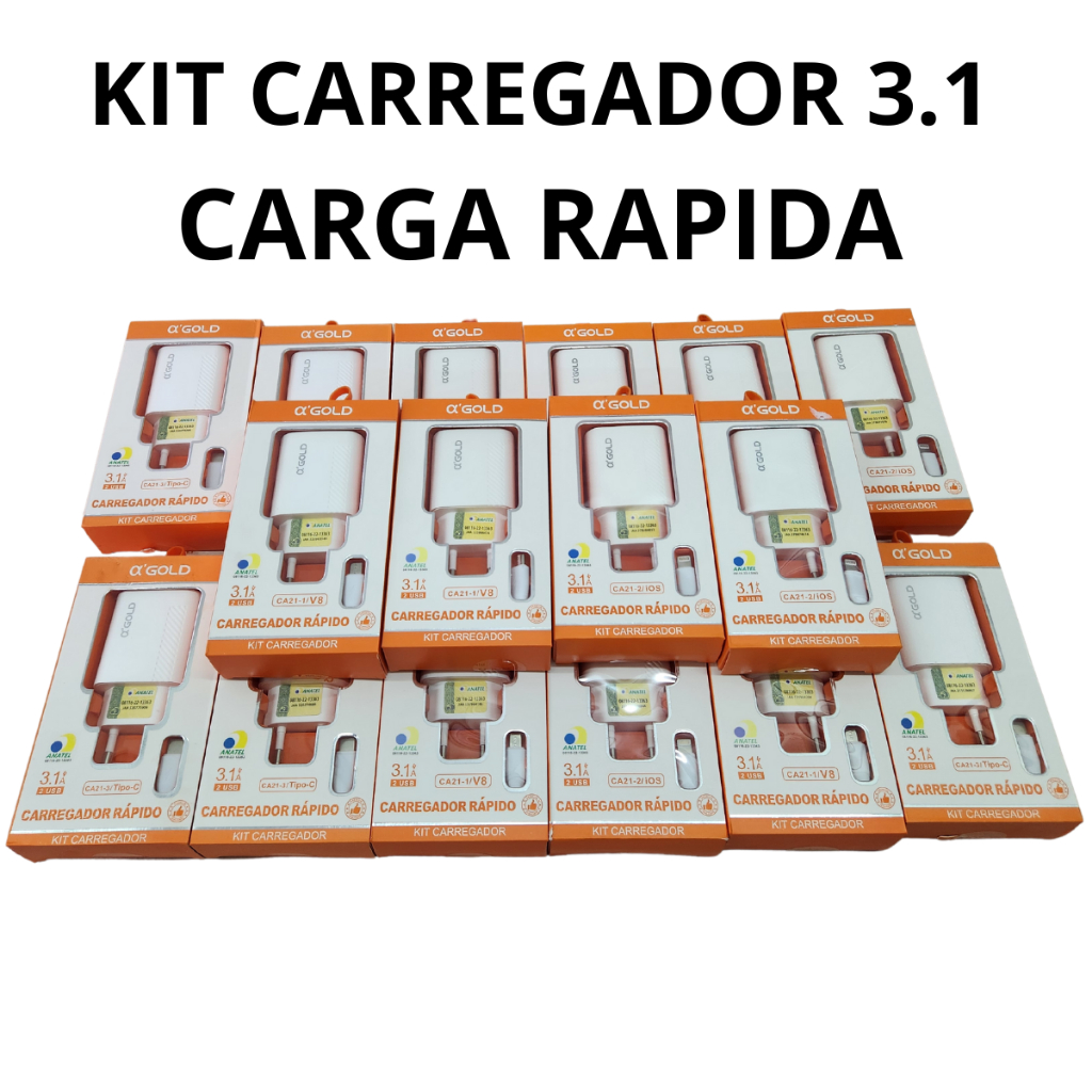 Kit Carregador 3.1 Carregador Para V8 Carregador Para Iphone Carregador Tipo-C 2