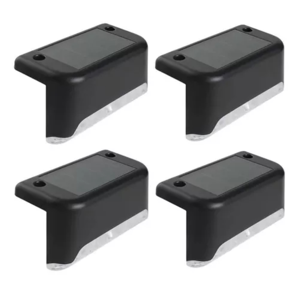 Kit Balizador de Escada Energia Solar Luminaria LED Sobrepor Externo Preto