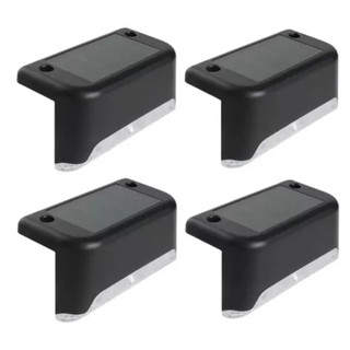 Kit 4-16 Balizador de Escada Energia Solar Luminaria LED Sobrepor Externo Preto