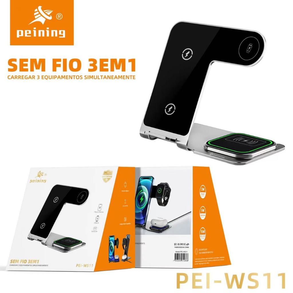 PEINING Base Carregador Por Indução 3 EM 1 PEI-WS11 - Mobile & Gadgets