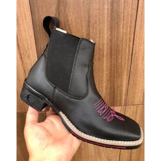 Botina Bota Country Texana Feminina Bico Quadrado Bordado