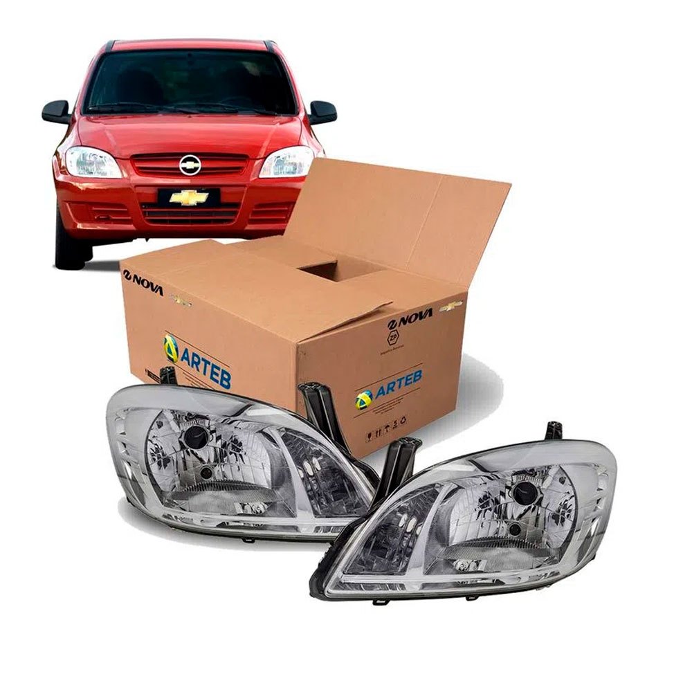 PAR FAROL CROMADO 160661 160662 PRISMA /CELTA ARTEB KIT2478