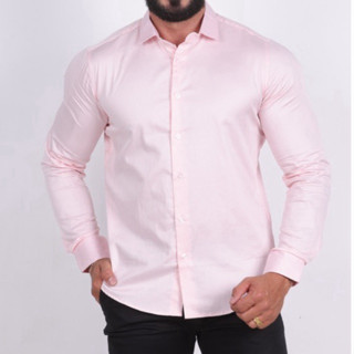 Camisa Social Slim Fit Masculina Acetinada Algodão 100% Manga Longa Masculina