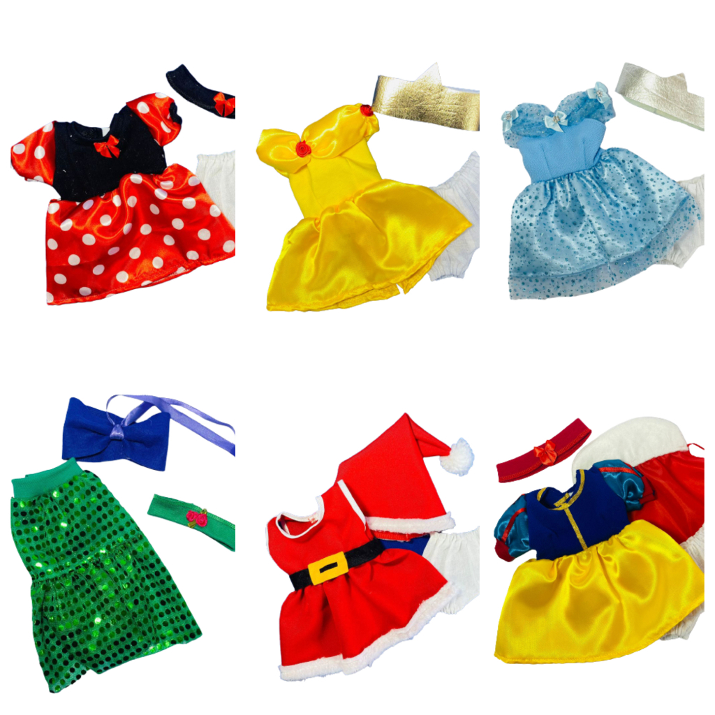 kit c/3 vestimenta de boneca baby alive roupa para boneca fantasia das princesas