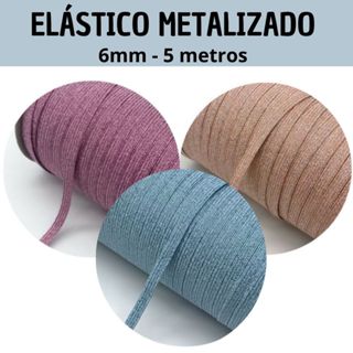 Elástico Metalizado Lurex 6mm - 5 metros