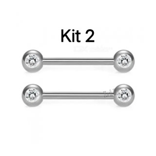 Kit 2 Piercing de Barbell Mamilo de açoxidável 316L em Oferta na Shopee