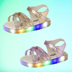Sandalia Beakid Infantil Menina Exclusivo Luz Led Luzinha Que Acende E Pisca Rosa Tendencia