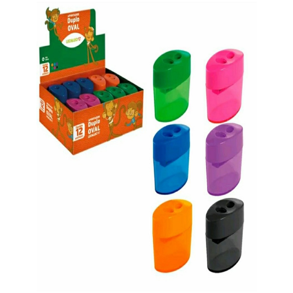 OFERTA Apontador Apontadores Oval Com Depósito Duplo Leo & Leo Multicolorido em Oferta na Shopee
