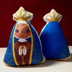 Almofada Naninha Para Bebe Nossa Senhora Aparecida 30cm de Altura Estampada FRENTE e VERSO