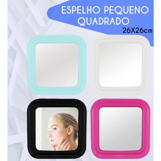 Espelho de Vidro Pequeno 26x26cm Quadrado para Quarto Banheiro Sala