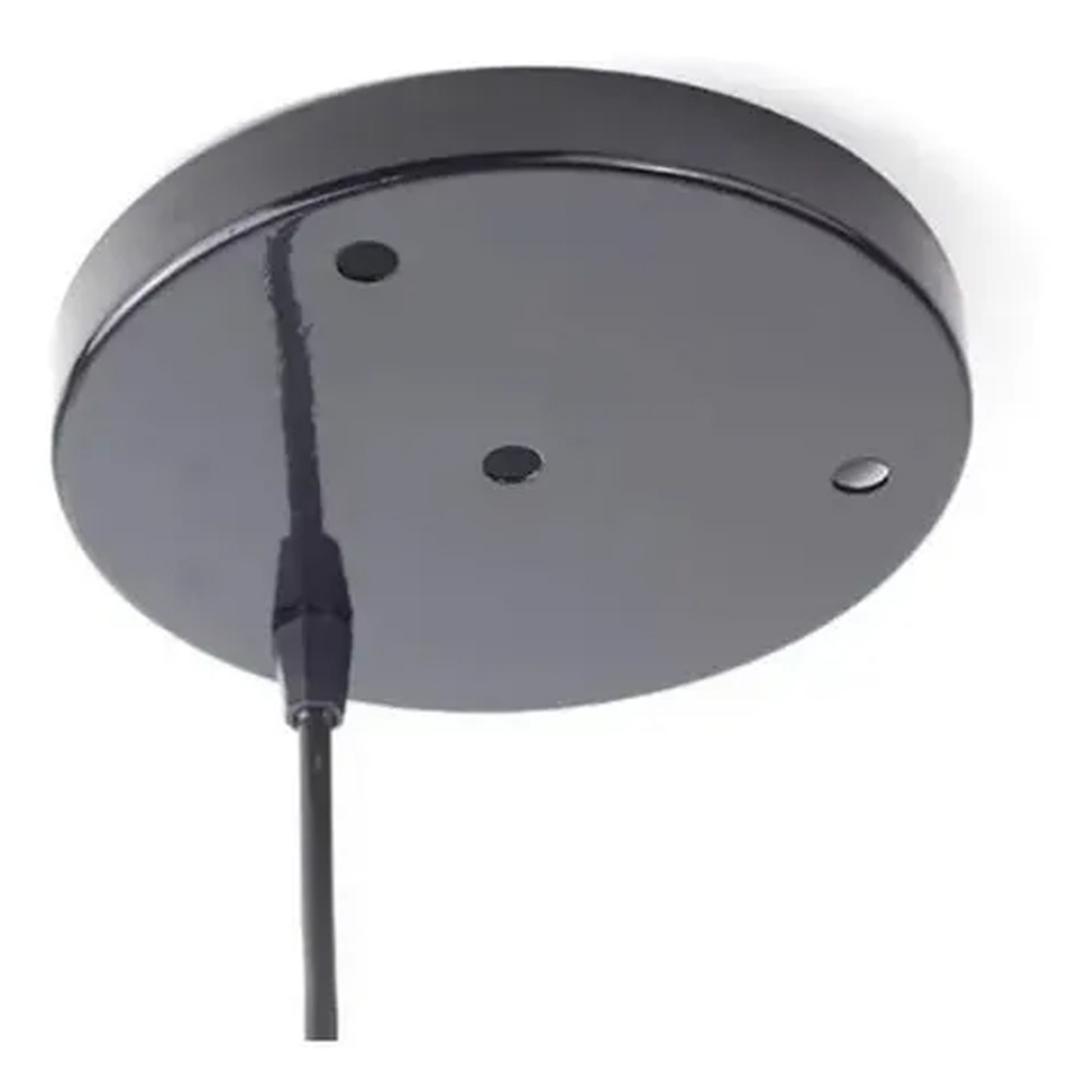 Kit Canopla Pendente Cilíndrica Preto 4 Furos Luminária Lustre Decoração Teto