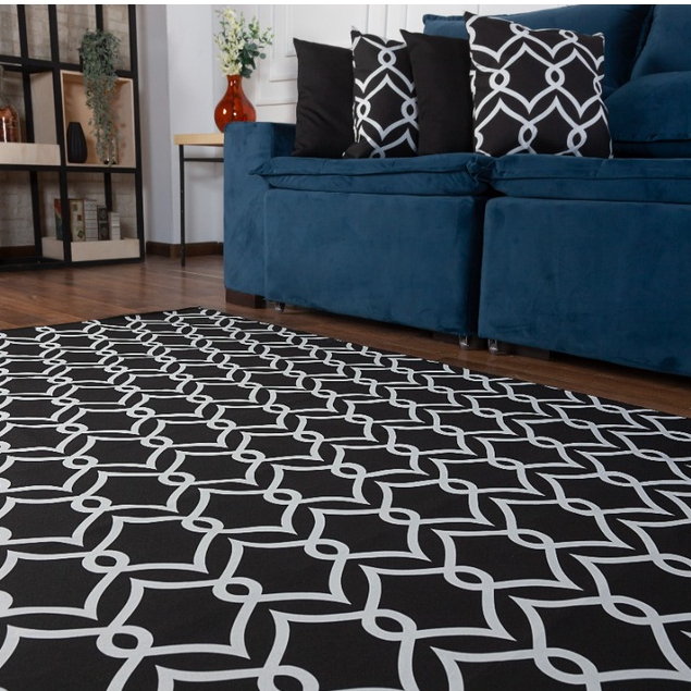 Tapete Para Sala e Quarto 1 Metro Antiderrapante Dubai Preto