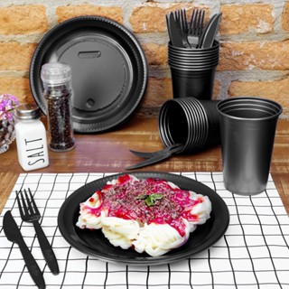 Kit Descartaveis Festa Refeição Resistente Colorido 40 Pessoas - kit churrasco descartável - Cores Padronizadas e Exclusivas - Bellocopo