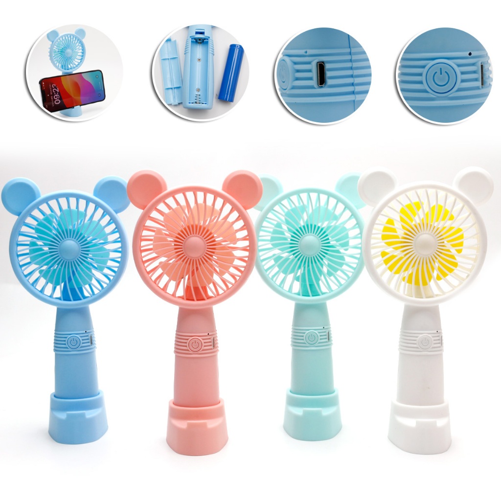 Ventilador Mini Portátil Suporte Celular Recarregável Smartphone Mesa Acessório USB