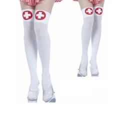 Meia Longa Enfermeira Fantasia Halloween Carnaval
