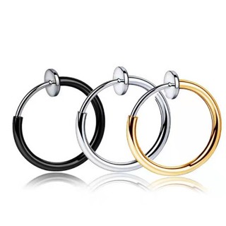 brinco de pressão masculino feminino argola em aço inox prata prateado preto dourado muito fácil de usar