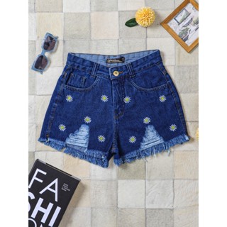 Short jeans rasgadinho flor desfiado em Oferta na Shopee