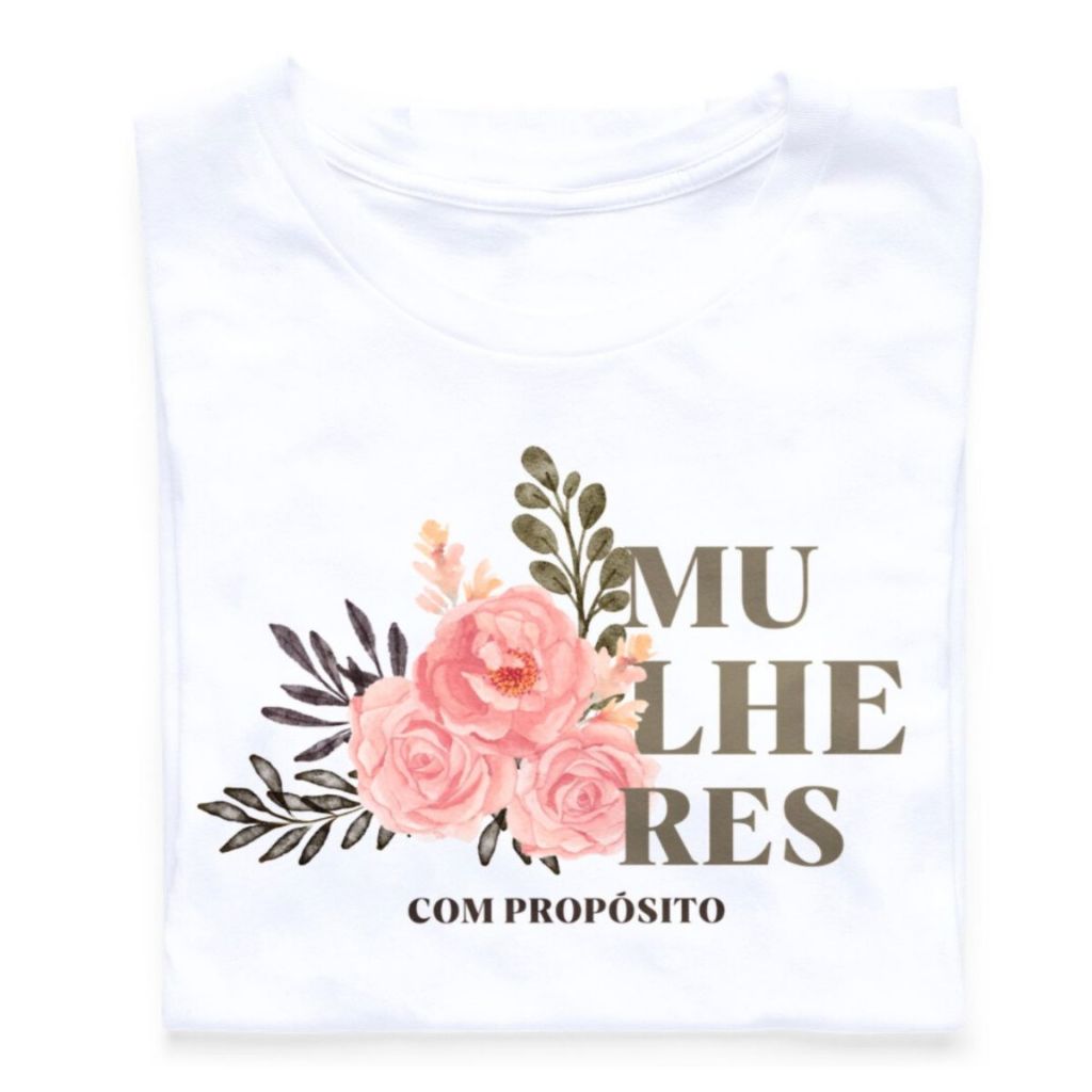 Camiseta Baby Look Evangélica Mulheres com propósito Moda Cristã em Oferta na Shopee