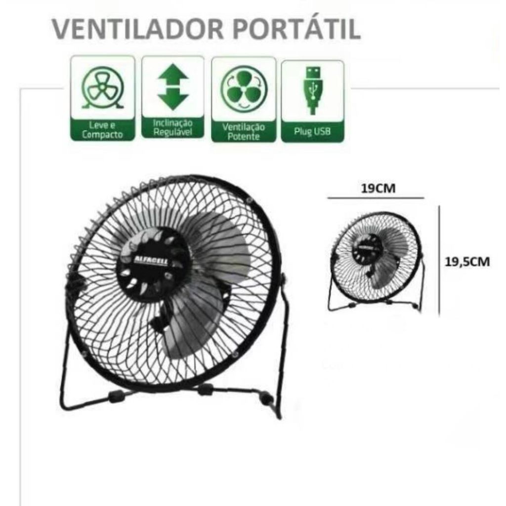 Mini Ventilador Usb De Mesa Premium Potente E Silencioso 6 polegada